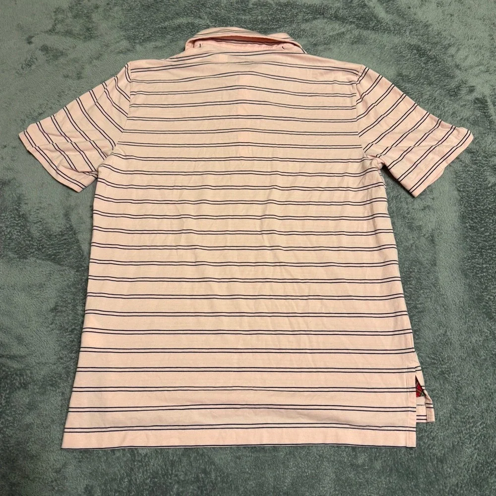 Ralph Lauren Performance Polo Shirt Pink Navy Stripe Classic Fit‎ Mens M